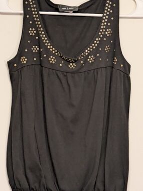 Sam & Max Black Tank with Gold Stud Details